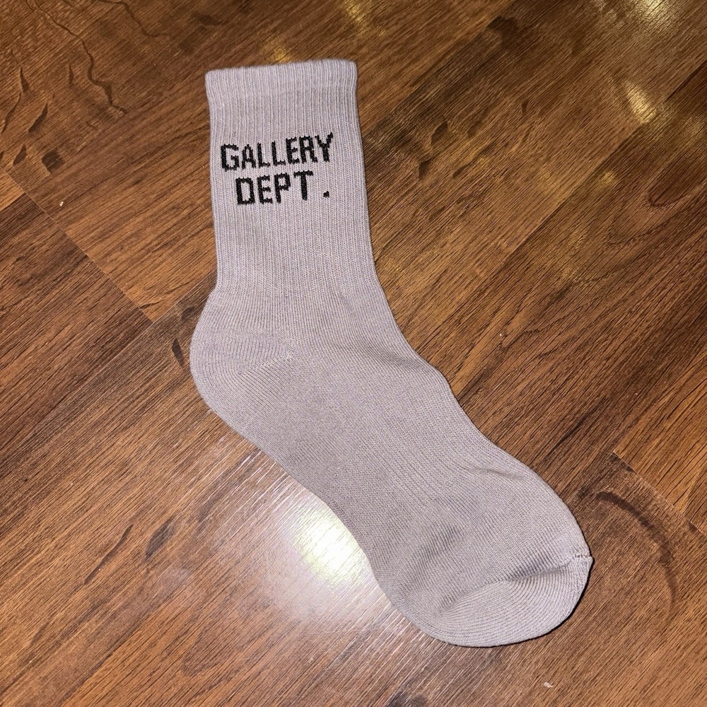 Gallery Dept. Woven Stretch Socks Women's Small Gray Ribbed Cotton Logo Artcore